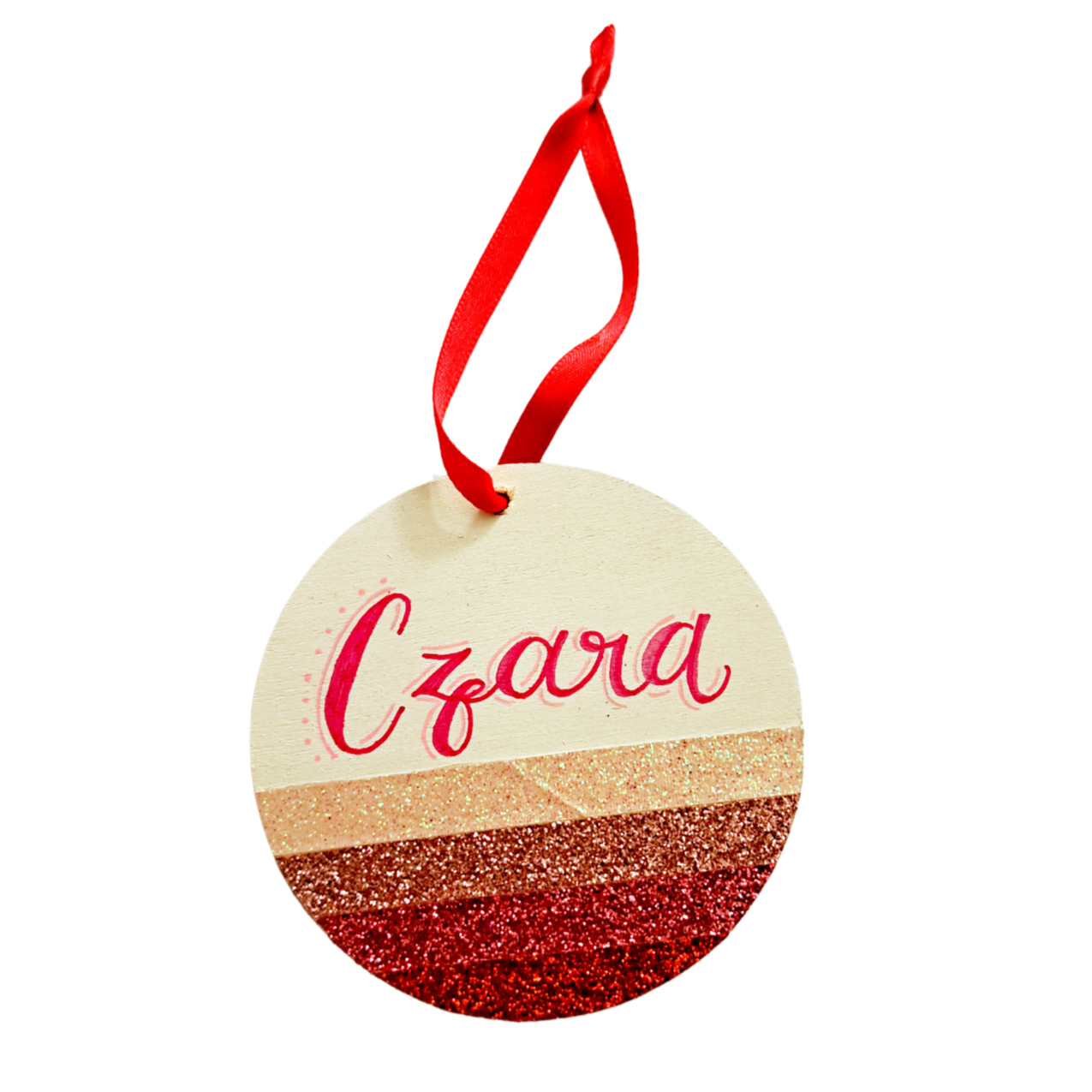 Personalized Pink Glitter Ornament