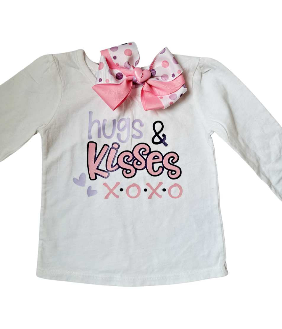 Hugs and Kisses Toddler Shirt & Hair Bow